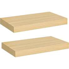Floating Shelves Wall, Wall Mounted Shelf Set Of 2, 15. Hanging Shelf With Brackets, Wall In Bathroom, Bedroom, Toilet, Kitchen, Living Room, Office, Rustic Brown BF40BJ01 - Natural + 15.7 Inches - View 2