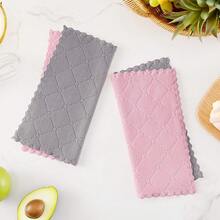 12 Pack Kitchen Dish Cloths (10 X 10 Inches, Cream Yellow), Super Soft And Absorbent Coral Velvet Dish Towels, Nonstick Oil Fast Drying Microfiber Cleaning Cloth, No Lint Household Dishcloths, 2025 - 灰色和粉紅色 - 查看 6