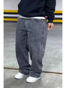 Men's Straight Leg Balloon Jeans With Wide Leg Baggy Style Streetwear - garafita - Ver 3