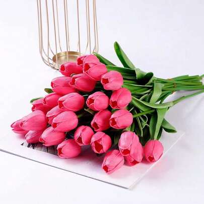 5/150PCS 13.77in Artificial Tulip Simulation Flower Decoration Home Decoration Artificial Flower Living Room Bedroom Decoration Artificial Flower, Full Of Vitality And Realism, Realistic Artificial Tulip Bouquet - Suitable For Elegant Home And Office Decoration, Ideal For Special Occasions And Gifts, Very Suitable For Weddings