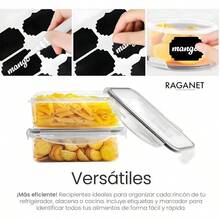 , Contenedores para Alimentos, Juego de Recipientes Hermeticos con Tapa, De Plastico, Etiquetas de Pizarrn y Marcador, Organizacin y Almacenamiento de Cocina 24 Contenedores - 12 Contenedores - Ver 9