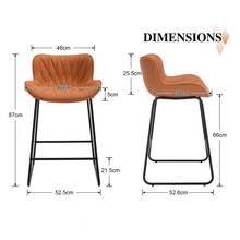 Chairus 2PCS Bar Stools PU Leather Metal Legs Orange (Bar/Kitchen) - Orange - View 3