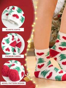 Women Christmas Fuzzy Socks - Fluffy Winter Warm Cozy Striped Crew, Women's Christmas Cold Resistant And Warm Home Soft Floor Socks, Colorful Warm Fuzzy Crew Socks Cozy Soft For Winter Indoor, Warm Sleeping Socks For Winter Holiday Home. - Multicolor - View 5
