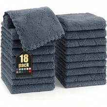 12 Pack Kitchen Dish Cloths (10 X 10 Inches, Cream Yellow), Super Soft And Absorbent Coral Velvet Dish Towels, Nonstick Oil Fast Drying Microfiber Cleaning Cloth, No Lint Household Dishcloths, 2025 - 深灰色 - 查看 7