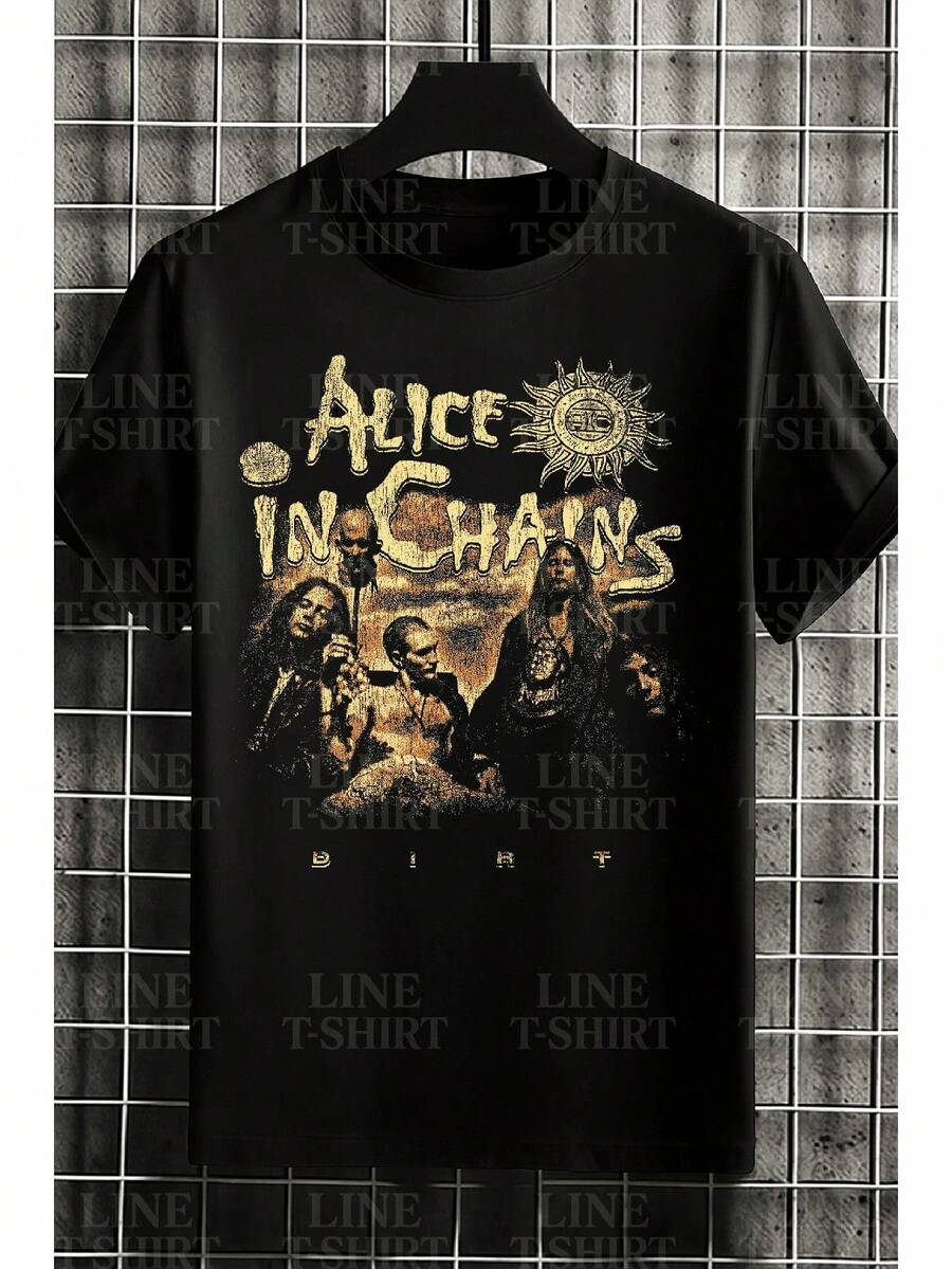 Alice In Chains Rock Band T-Shirt, Grunge, International Music, Unisex, Men's/Women's, 100% Cotton, Top Premium Streetwear, New Release, Immediate Shipping, Various Colors!! Plus Size - 愛麗絲囚徒2 - 查看 1