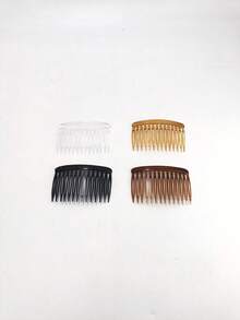 5 قطع/عبوة مشط جانبي أنيق من البوليسترين الصلب، مناسب للارتداء اليومي، إكسسوارات شعر، مشط شعر، تاج للرأس - متعدد الألوان - مشاهدة 4