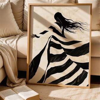 1pc Abstract Black And White Woman Art Print | Minimalist Modern Wall Art | Elegant Silhouette Posters Canvas Painting Wall Arts Room Home Decoration Unframed