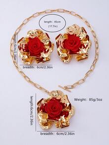 Women's Jewelry Set, Large Flower Necklace & Earrings Set, Suitable For Daily Wear And Vacation, Spring Jewelry Gift - Yellow Gold - View 8