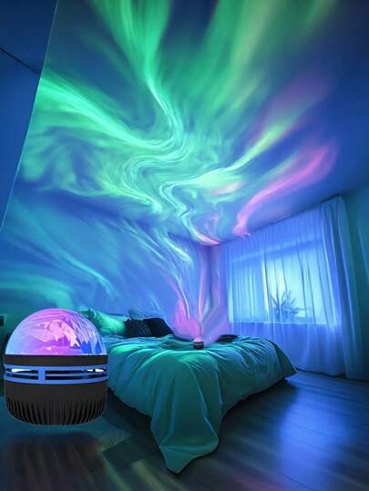 1 Stück Neue Aurora 16-Farben rotierende RGB Smartlight | Aurora Atmosphäre Projektions Smartlight LED Glühbirne | USB Deckenprojektor & Nachtlicht, geeignet für Partys, Schlafzimmer, Büro, Wohnzimmer, Gaming, Partys, Restaurants, Theater, Dekoration, mit Fernbedienung, dimmbar (USB betrieben) - perfektes Weihnachts-, Valentinstags-, Oster- oder Halloween-Geschenk