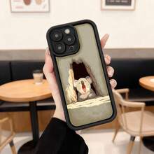 Cubierta de teléfono con borde negro y diseño de koala en cueva verde claro para uso diario en cafeterías Aplicable a los teléfonos de la serie Apple y Galaxy - Negro - Ver 2