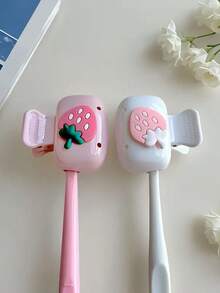 Bộ hộp đựng bàn chải đánh răng Dopamine & vỏ bảo vệ hoạt hình - Hộp đựng bàn chải đánh răng du lịch rực rỡ với lỗ thông gió, phù hợp cho gia đình, ký túc xá và du lịch, với họa tiết dâu tây hoạt hình | Hộp đựng đầu bàn chải đáng yêu, lý tưởng để sắp xếp phòng tắm, vật dụng cần thiết cho sinh viên đại học, du lịch gia đình - Nhiều màu - Xem 6