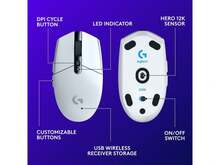 Logitech G305 LIGHTSPEED Wireless Gaming Mouse, Hero 12K Sensor, 12,000 DPI, Lightweight, 6 Programmable Buttons, 250h Battery Life, On-Board Memory, PC/Mac - White - 白色 - 查看 6