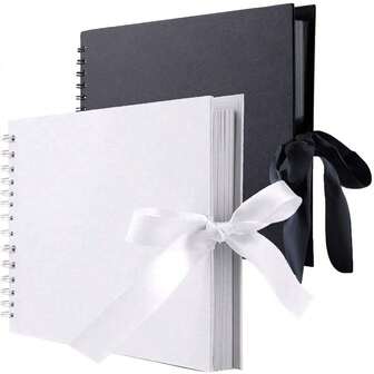 1 Piece 60 Pages (30 Sheets) Scrapbook Album, Kraft Paper Scrapbook Album For Wedding Guest Book And Anniversary, Family DIY Scrapbook - For Craft Paper DIY, Birthday, Wedding And Anniversary, Photo Album, Perfect Gift For Christmas, For Family, 2025 Christmas Decorations (Black, White)