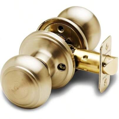 Copper Creek Polished Brass Door Knobs Round Colonial Knob 1 Pack Interior Passage Handle Perfect For Home Improvement Fits All Standard Doors Hallway Closet Bedroom Bathroom