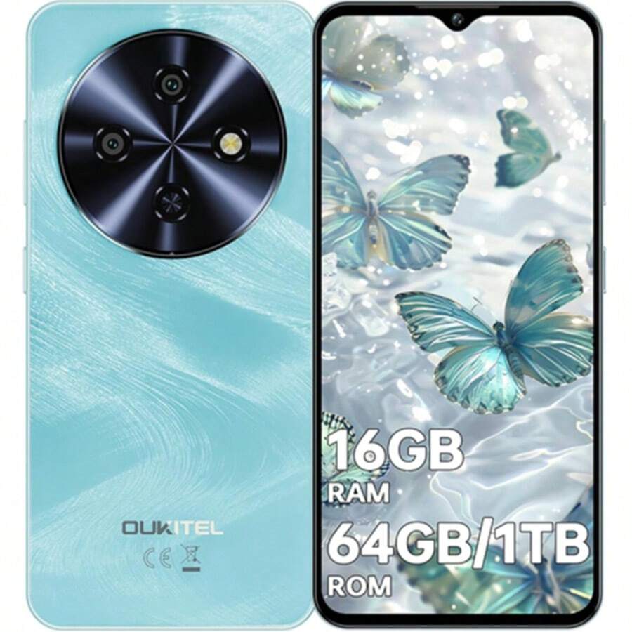 OUKITEL C5 无锁智能手机，16GB (4+12)GB 运行内存 + 64GB 机身存储，6.52 英寸水滴屏，5000mAh 电池，1300 万像素摄像头，4G 双卡双待安卓手机，支持面部解锁、3.5mm 耳机接口、GPS 和蓝牙 5.0。 - 藍色 - 查看 1