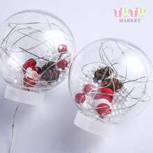 Cascada De Esfera Mágica Navidad,Bola de deseo de navidad cortina led cuerda de luces árbol de navidad accesorios colgantes aleros del hogar fiesta de decoración colgante,Decoración Luminosa de Navidad, Año Nuevo y Festivales - Amarillo - Ver 9