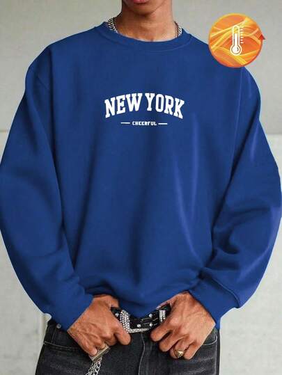 Men's Plus Size New Emo Pattern Graphic Sweatshirt, Street Fashion Casual Pullover Sweatshirt, Suitable For Daily Wear