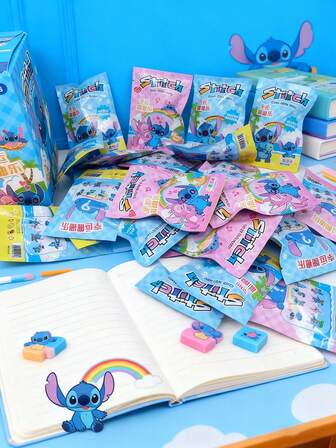 Disney1/4/8pcs Stitch Eraser Blind Bag, Stitch 3D Shape Eraser Stationery Surprise Bag, Wipe Clean With Less Scratch, Classroom Writing Tool, Student Reward Gift, Christmas Gift
