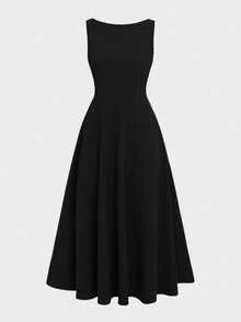 Elegant French Romantic Backless Hollow-Out Cinched Waist Sexy Charming Maxi Dress, Suitable For Christmas, Holiday Party, Date