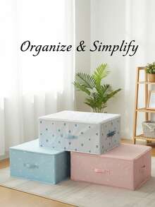 A Quilt Storage Box Washable Fabric Clothing Storage Box Storage Box Clothes Quilt Storage Box Wardrobe Box Large - White - View 4