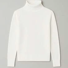 Women's High Neck Turtleneck Sweater In Elastane Knit - 白色 - 查看 3