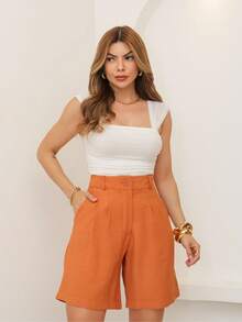 YING ZI Women's Tailored Bermuda Shorts Rose Anne Mode II - Terracota - Ver 4