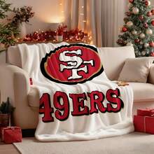 Fan Gear San Francisco 49ers Logo Blanket Game Day Watching Blanket Ultra Soft Flannel Throw Cozy Warm Football Season Gift Winter Autumn Plush Blanket For Living Room Sofa Father's Day Birthday Sports Gift - 白色 - 查看 1