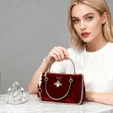 Gucci 定制天鹅绒单肩包 - 奢华手工手提包，可定制设计，优雅晚宴手拿包，适合特殊场合和日常使用 - 奢华红/黑女士手拿包，大容量晚宴及旅行包，精美礼品包装 - 137881974 - 查看 9