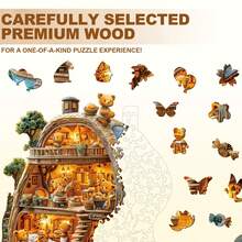 1pc Little Bear Bakery Wooden Jigsaw Puzzle, Asymmetrical Animal Shape Wooden Puzzle Toy, Unique Party Game Gift, Decorative Art Puzzle, Tabletop Magic Puzzle, Creative Children's Educational Puzzle, Holiday Gift, Adult Wooden Puzzle, Christmas Gift, Back To School Gift, Birthday Gift (2D Puzzle) - Multicolor - View 5