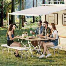 6 pies Blanco Banco Plegable Portátil de Plástico HDPE con Asa 2 Piezas para Picnic Exterior Camping Fiesta Deportes - Blanco - Ver 4