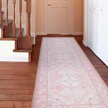 Runner Rug, Pink Boho Design, Hallway Decor, Holiday Party Decor, Ideal For Entryway, Living Room, Bedroom, Dining, Bathroom, Kitchen, Laundry Room, Best For Gifts, Daily Decoration - 顏色1 - 查看 1