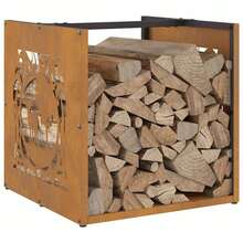 Firewood Rack 40x40x40 Cm Weathering Steel - Silver - View 4
