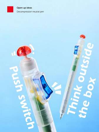 1pc Decompression Switch Pen, For Exam Preparation - Fidget Clicker Gel Pen 0.5mm Smooth Writing, Anti Anxiety Learning Tool, With Fast Drying Ink, Ins Aesthetic Brush Question Pen, Suitable For Middle And High School Students, Relax Writing Aids| Fashion Pen Design | Durable Plastic Pen(Colors And Patterns Will Be Sent Randomly.)