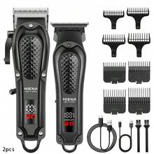 HIENA 1pc,2pcs,3pcs, Multi-Functional Cordless Men's Hair Clippers & Beard Trimmers, USB-Charging Men's Hair Clippers, Precision T-Shaped Trimmers And Shaver, Hair, Beard And Full-Body Beauty Tools, Suitable For Homes And Hair Salons, Are Gift Choices For Father's Day And Holidays - Black - View 15