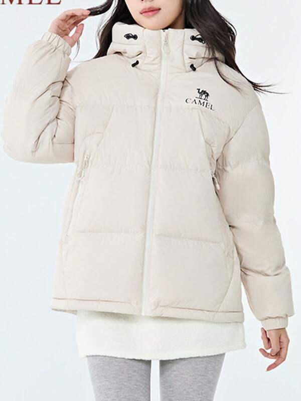 CAMEL CROWN Chaqueta de plumón para exteriores de longitud media, estilo unisex de otoño/invierno 'Camel Black Diamond KING' con forro cálido y silueta fluida para actividades al aire libre