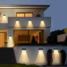 For Outdoor Walls - 2-Pack Solar Wall Lights, Outdoor LED Wall Lights, 3000K Warm White, Waterproof, 1800mAh, 2 Modes, Solar Lighting For Fence, Balcony, Garden - 黑色-2 - 查看 2