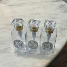 3件套 - 450毫升大容量透明可重复灌装瓶，配有透明方形金色按压泵，包含3个最新防水分类标签，适用于洗发水、护发素、沐浴露、洗手液，也适用于酒店、民宿等场所。 - 無色 - 查看 6