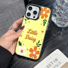 Colorful Silver Apple Phone CaseCute Little Daisies On A Yellow BackgroundCompatible With  11 To  17 Models The Cases Lens Protection Function Ensures The Camera Remains Undamaged During Shooting  Guaranteeing Image Quality - Black - View 1