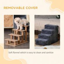 PawHut Pet Steps Ladder For Cats And Dogs, 4-Step Pet Stairs, Ladder For Climbing On Bed, Sofa With Removable Cover, Dark Grey - Màu Xám nhạt - Xem 4