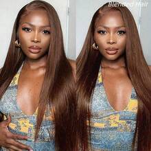 Chocolate Brown Straight Lace Front Wigs Brazilian Virgin Human Blended Hair 200% Density 13x4 13*6 HD Transparent Lace Straight Frontal Wigs Human Blended Hair For Women Pre Plucked With Baby Hair 4# 34 Inch 5x5 Pre Cut Glueless Lace Closure Wig Human Blended Hair - S4 - View 4