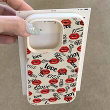 1 Ốp lưng điện thoại TPU họa tiết môi đỏ gợi cảm thanh lịch và chữ toàn màn hình, tương thích với Apple 17 Pro Max/17/16 Pro Max/15/13/12/11, S20 FE/A15/S24/A55, Redmi Note 11/12/13 Pro, Ốp lưng bảo vệ mềm chống sốc - trắng - Xem 3