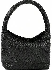 Woven Women's Bags, Vegan Leather Summer Beach And Travel Retro Chic Shoulder Bags - 黑色 - 查看 7