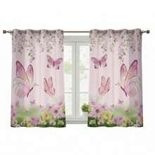Children's Curtain For Baby's Room, Printed, 2.00 X 1.50 M, Butterfly Pink - 粉紅色的 - 查看 2