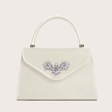 Túi xách thời trang nữ đính đá Rhinestone Floral, Túi xách mới cho tiệc cưới cao cấp, Túi đựng váy dạ hội bằng lụa giả cao cấp, Ví đựng đồ dự tiệc cưới cô dâu - Rượu sâm banh - Xem 8