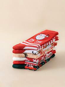 6 Pairs Christmas Socks - Festive Santa, Reindeer, Snowflakes, Candy Canes - Green, Golden, Red Holiday Colors - Machine Washable - For Christmas Party Favors, Stocking Stuffers, Gift Exchanges - Unisex Adult Socks - Bulk Christmas Decorations, Christmas Socks, Seasonal Footwear, Cheerful Patterns, Durable Material, Holiday Shoppers, Christmas Decor, Cartoon Patterns, Comfortable Material, Party Planners