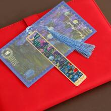 1PC Vintage Floral Painting Metal Bookmark, Hollow Gold-Plated Bookmark With Tassel, Suitable Book Lovers, Reading Clubs, Readers, Birthdays, Holidays, Writers, Book Enthusiasts, Friends, Teachers, Students, Stationery Gifts - 蓮花 - 查看 15