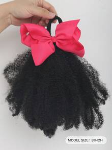 1pc Kids Afro Puff Soft Hair Luxury Kids Hair Buns Hand Feel Marley Kinky Bulk For Hair Girl With Elastic - Natural Black - View 3