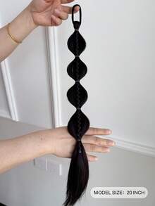 1件装合成辫子假发泡泡马尾接发，18英寸扭辫，带弹力带，儿童款 - 彩色 - 查看 3