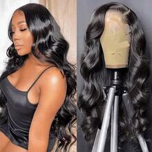 13x6 波浪卷蕾丝前假发，真人发 13x4 透明蕾丝前假发，60% 真人发假发，女士无胶巴西真人发蕾丝前假发，200% 密度，预先拔毛，带婴儿发际线