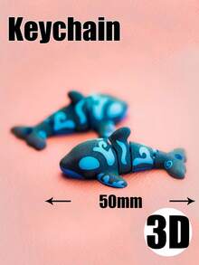 1个3D打印鲸鱼钥匙扣，节日活动生日礼物 - 藏蓝色 - 查看 2